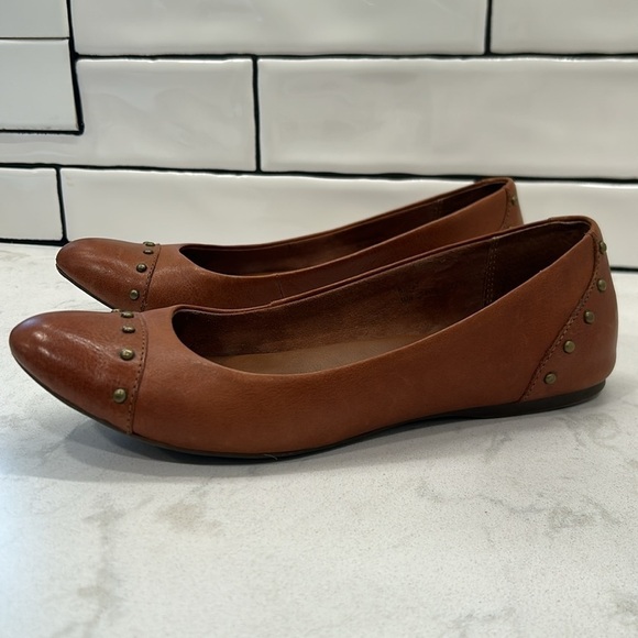 Korks Kork-Ease Cognac Brown Leather Studded ‘Anabel’ Slip On Flats 6.5 / 37 - Picture 4 of 16